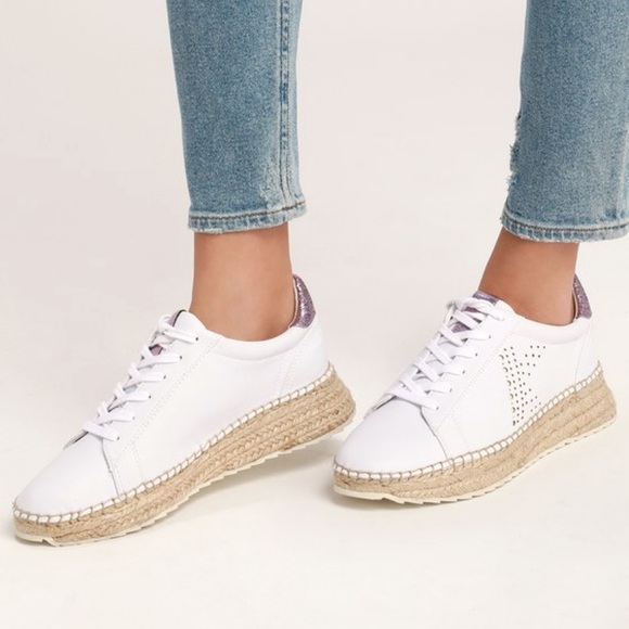 white espadrille platform sneakers